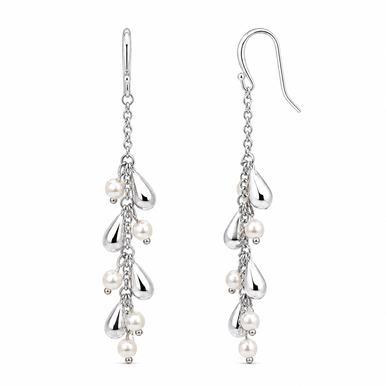 Liquidación - Juego de pendientes colgantes de gancho con circonitas cúbicas multicolores en forma de lágrima de plata 925 rodiada - STS00142