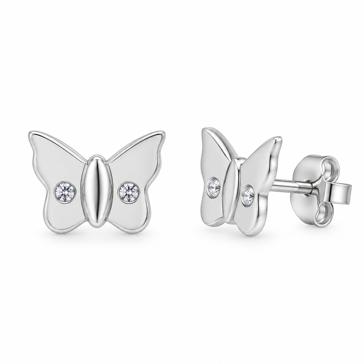 Conjunto de pendientes y collar con circonitas pequeñas en plata de ley 925 rodiada - STS00475