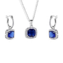 Conjunto de circonitas cuadradas azules y transparentes en plata de ley 925 rodiada - STS00549-BLUE