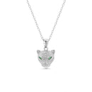 Rhodium Plated 925 Sterling Silver Panther Emerald Eye Clear CZ Set - STS00554