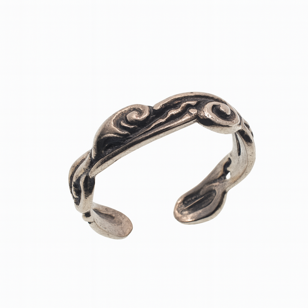 Oxidized 925 Sterling Silver Adjustable Filigree Toe Ring - TR305