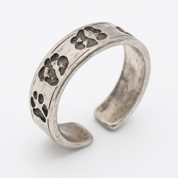 Oxidized 925 Sterling Silver Footprint Toe Ring - TR313