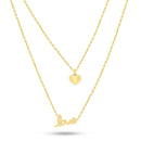 Gold Plated 925 Sterling Silver Dual Strand Love and Heart Adjustable Necklace - VGC18GP