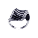 Clearance-Silver 925 Rhodium Plated Clear CZ Zebra Print Ring - BGR00183