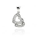 Silver 925 Rhodium Plated Open Two Heart CZ Dangling Pendant - ACP00009 | Silver Palace Inc.