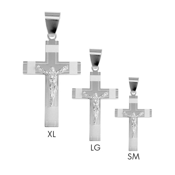 Silver 925 High Polished Border Cross Matte Finish Pendant - BSP00003 | Silver Palace Inc.