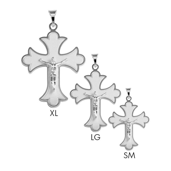 Silver 925 Matte Finish High Polished Cross Patonce Style Pendant - BSP00029 | Silver Palace Inc.
