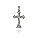 Silver 925 Rhodium Plated Cross CZ Dangling Pendant - ACP00011 | Silver Palace Inc.