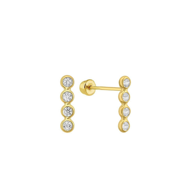 14 Karat Yellow Gold 4 CZ Bubble Drop Screw Back Stud Earrings | Silver Palace Inc.