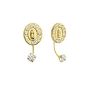 14 Karat Yellow Gold CZ FrontBack Guadalupe Screw Back Earrings | Silver Palace Inc.