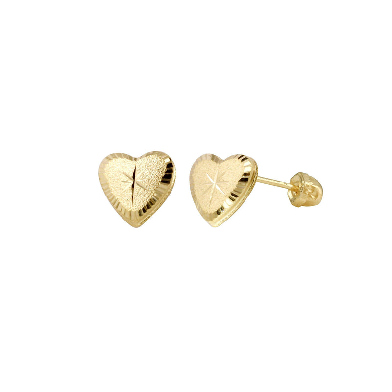 14 Karat Yellow Gold DC Heart Screw Back Earrings | Silver Palace Inc.