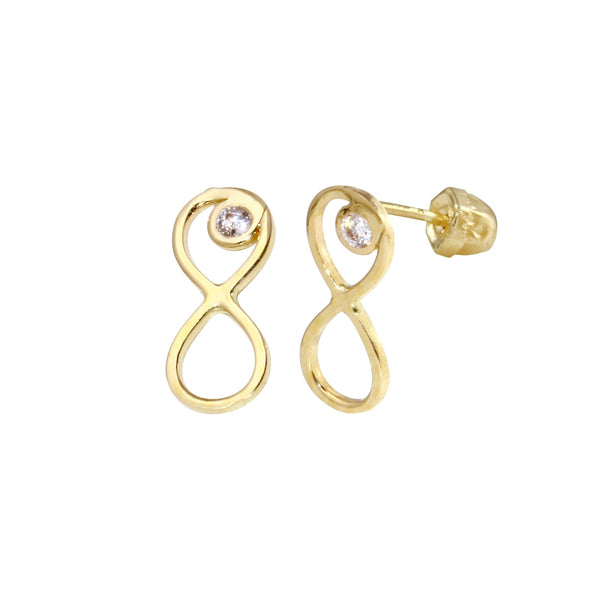 14 Karat Yellow Gold CZ Infinity Screw Back Earrings | Silver Palace Inc.