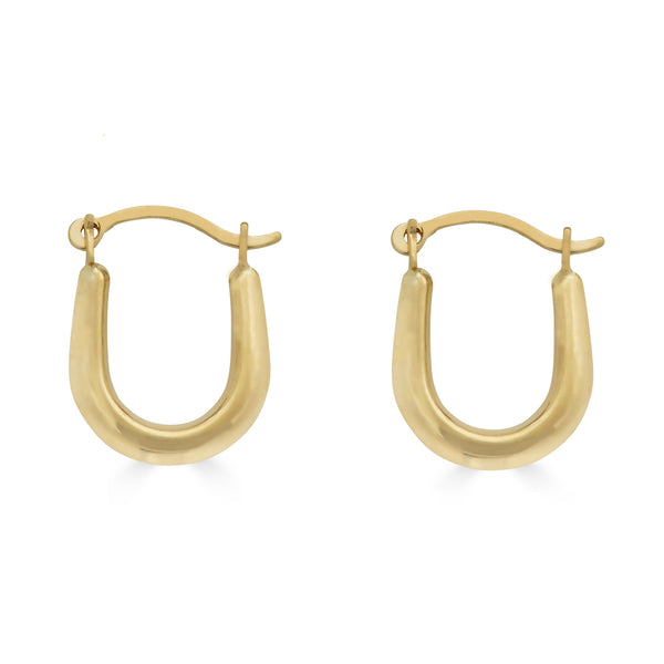 14 Karat Yellow Gold U Shaped Latch Back Hoop Earrings | Silver Palace Inc.