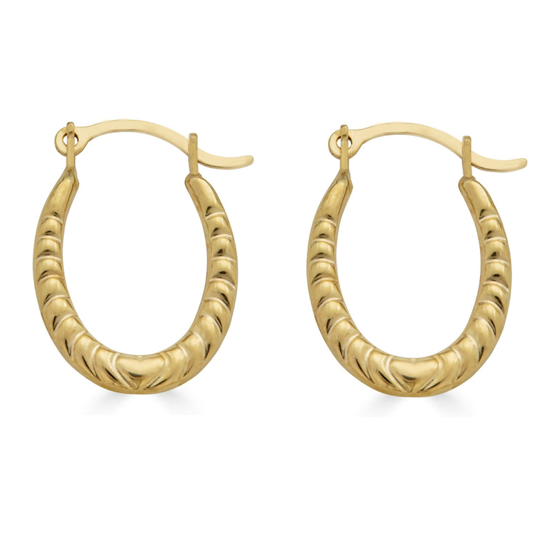 14 Karat Yellow Gold Rope Design Latch Back Hoop Earrings | Silver Palace Inc.