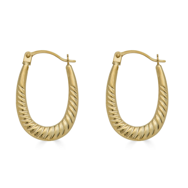 14 Karat Yellow Gold Rope Design Latch Back Hoop Earrings | Silver Palace Inc.