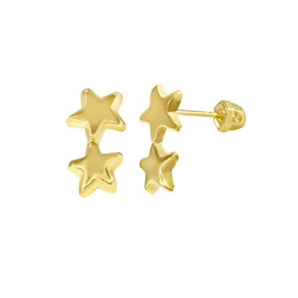 14 Karat Yellow Gold Double Star Screw Back Earrings | Silver Palace Inc.