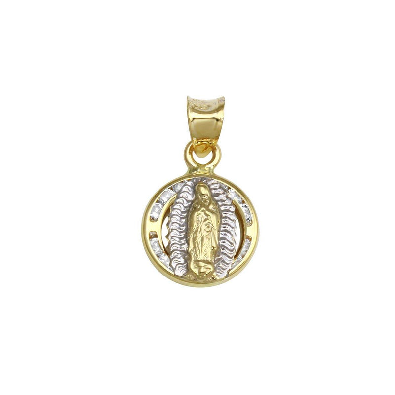 14 Karat Yellow Gold CZ Disc Guadalupe Pendant | Silver Palace Inc.