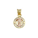 14 Karat Yellow Gold CZ Disc Jesus Pendant | Silver Palace Inc.