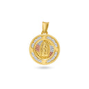 14 Karat Yellow Gold 131mm 3 Tone Diamond Cut CZ Guadalupe Pendant | Silver Palace Inc.