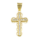 14 Karat Yellow Gold CZ Bubble Cross Pendant | Silver Palace Inc.