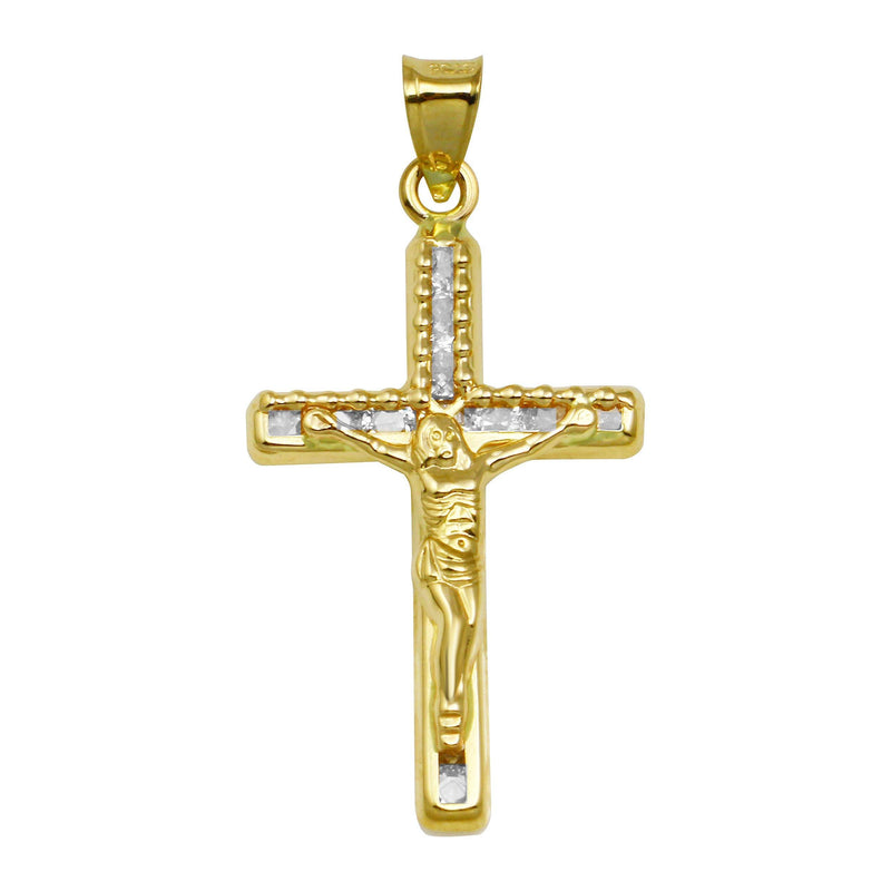 14 Karat Yellow Gold CZ Cross Pendant | Silver Palace Inc.