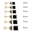 14 Karat Yellow Gold Push Backing Black CZ Square Stud Earrings | Silver Palace Inc.