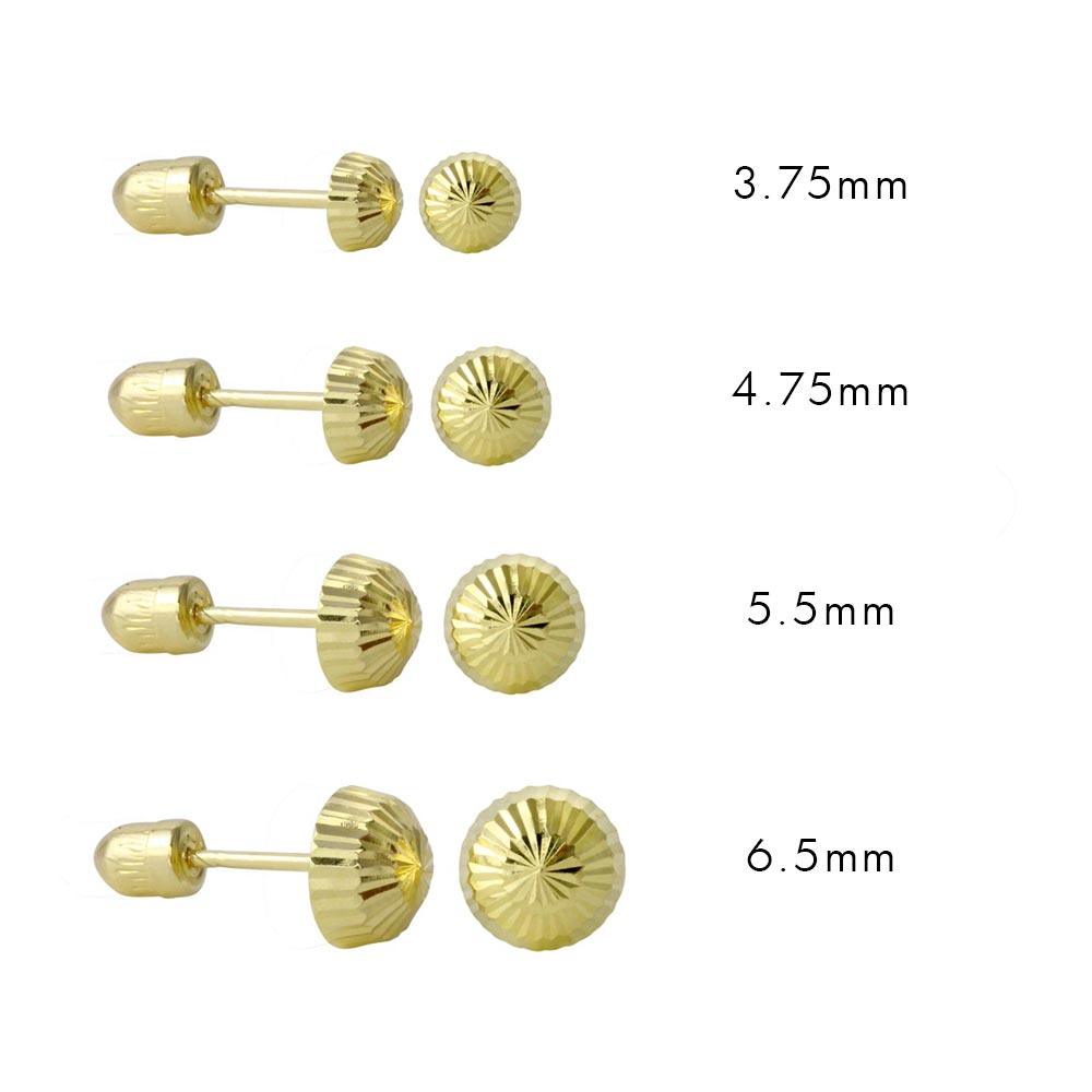 thumbnail image 2 of Set Of 3! 14K Solid Gold Round Ball Bead Stud Earrings – Screw Back (Choose Size: 3mm, 4mm, 5mm) 2 of 5