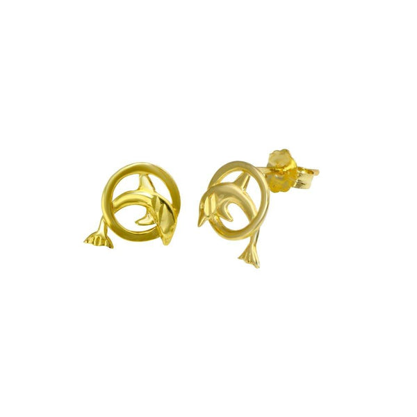 14 Karat Yellow Gold Dolphin Stud Earrings | Silver Palace Inc.