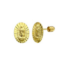 14 Karat Yellow Gold DC Lady Guadalupe Screw Back Stud Earrings | Silver Palace Inc.