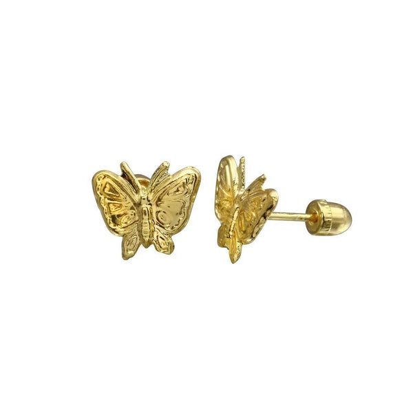 14 Karat Yellow Gold Butterfly Screw Back Stud Earrings | Silver Palace Inc.