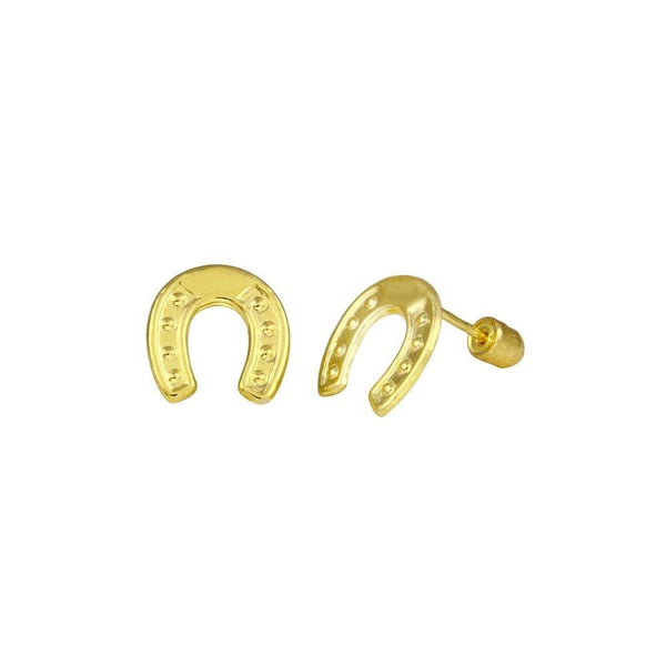 14 Karat Yellow Gold Horseshoe Screw Back Stud Earrings | Silver Palace Inc.