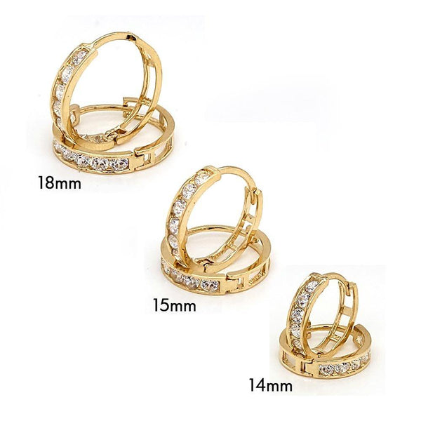 14 Karat Yellow Gold CZ Hoop Earrings | Silver Palace Inc.