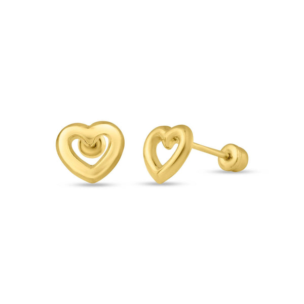 14k Gold Round Faceted 5.5mm Stud Earrings, Screw Back, Minimalist Charm