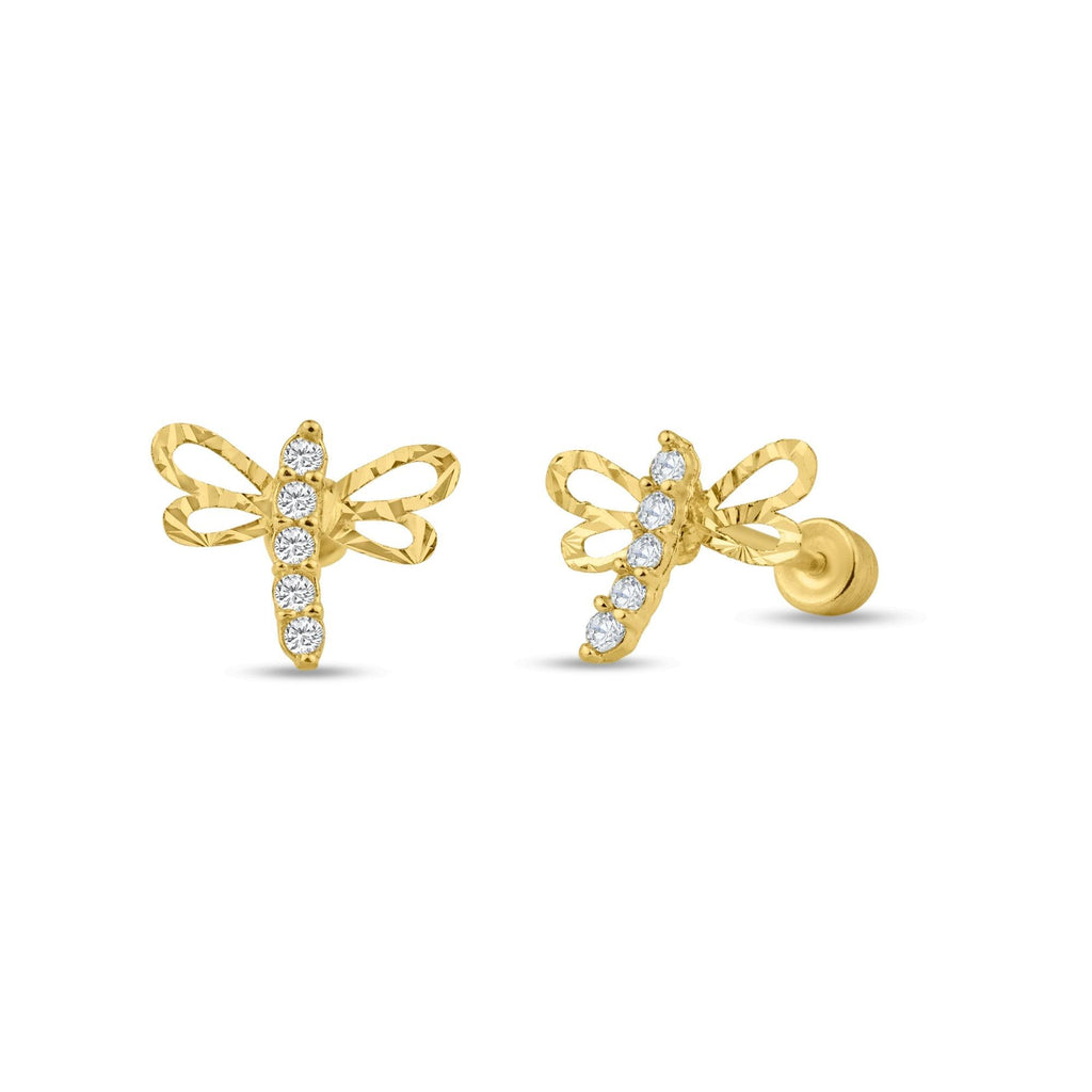14 Karat Yellow Gold LOVE CZ Screw Back Stud Earrings | Silver Palace Inc 14 Karat Yellow Gold LOVE CZ Screw Back Stud Earrings | Silver Palace Inc