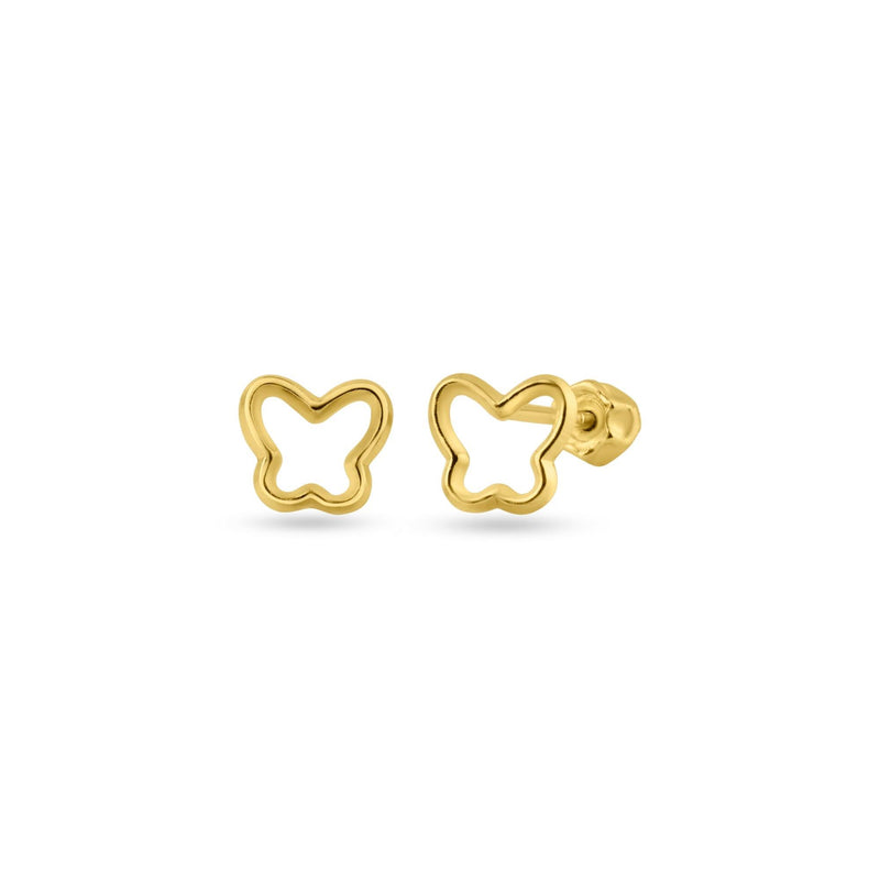 14 Karat Yellow Gold Open Butterfly Screw Back Stud Earrings | Silver Palace Inc.