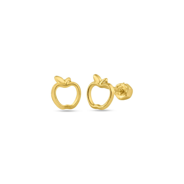14 Karat Yellow Gold Open Apple Screw Back Stud Earrings | Silver Palace Inc.
