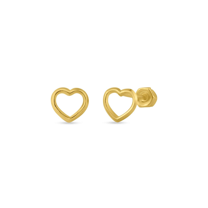 14 Karat Yellow Gold Heart Screw Back Stud Earrings | Silver Palace Inc.