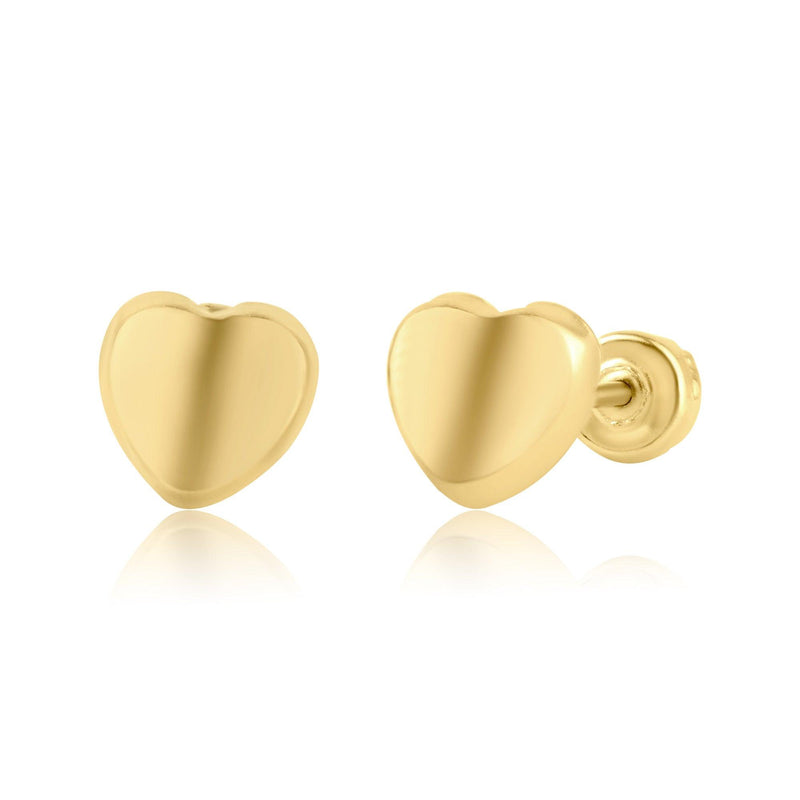 14 Karat Yellow Gold Heart Screw Back Earring | Silver Palace Inc.