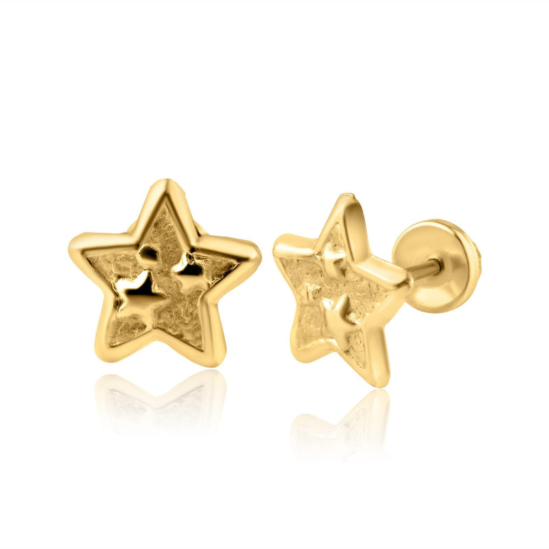 14 Karat Yellow Gold Star Screw Back Earring | Silver Palace Inc.