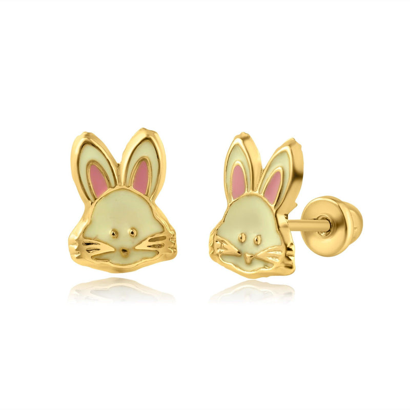 14 Karat Yellow Gold Bunny Screw Back Earring | Silver Palace Inc.