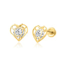 14 Karat Yellow Gold CZ Open Heart Screw Back Earring | Silver Palace Inc.