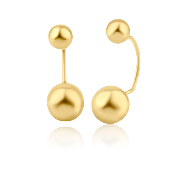 14 Karat Yellow Gold Front and Back Dangling Ball Screw Back Earring | Silver Palace Inc.