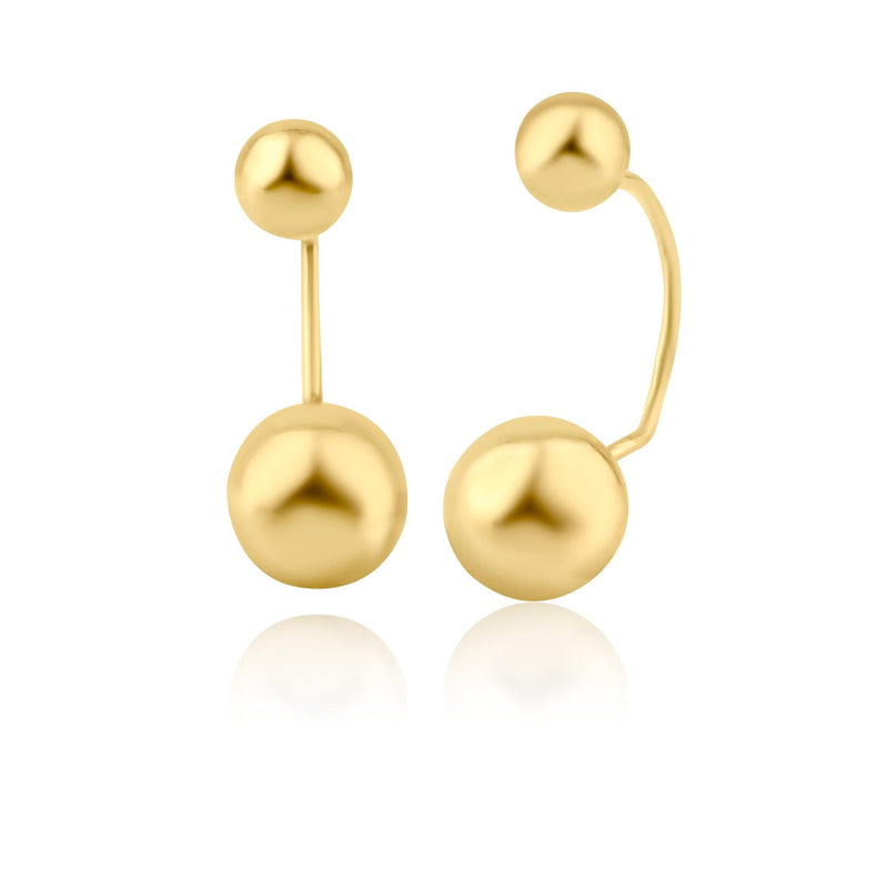 14 Karat Yellow Gold Front and Back Dangling Ball Screw Back Earring | Silver Palace Inc.