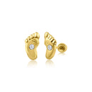 14 Karat Yellow Gold Feet CZ Screw Back Earring | Silver Palace Inc.
