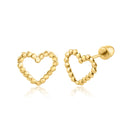 14 Karat Yellow Gold Heart  Screw Back Earring | Silver Palace Inc.