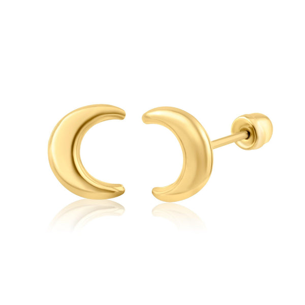 14 Karat Yellow Gold Crescent  Screw Back Earring | Silver Palace Inc.