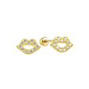 14 Karat Yellow Gold CZ Lips Screw Back Stud Earrings | Silver Palace Inc.