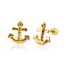 14 Karat Yellow Gold Two Tone Anchor Screw Back Earring | Silver Palace Inc.