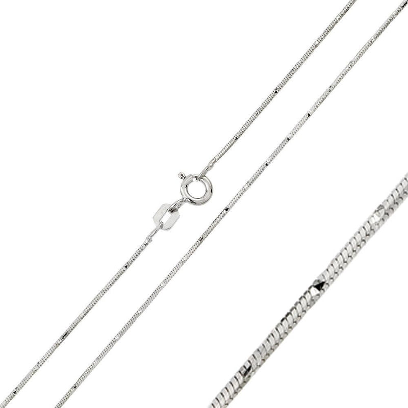 8 Sided Snake 020 DC Silver 925 Rhodium Plated Chain 0.8mm (Pk of 6) - CH135 RH