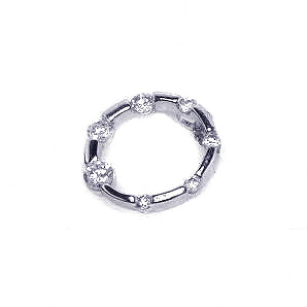 Silver 925 Rhodium Plated Open Circle CZ Pendant - ACP00016 | Silver Palace Inc.